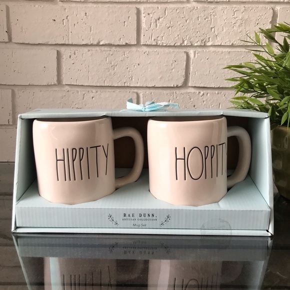 Rae Dunn Easter Hippity Hoppity Mugs Set of 2 - Picture 1 of 8